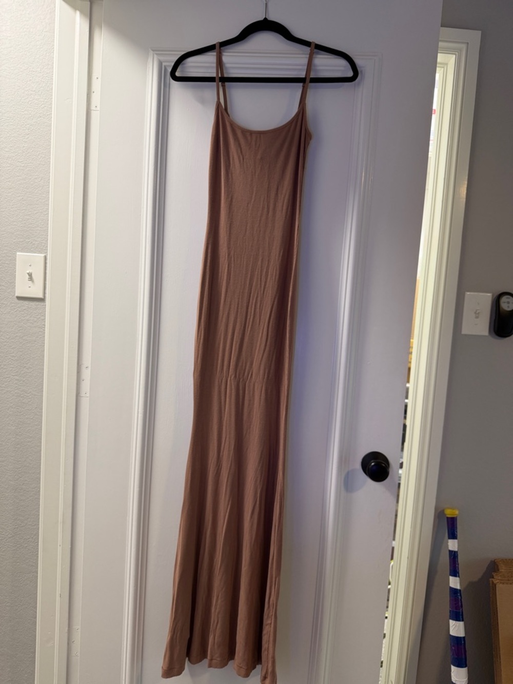SKIMS Mauve-Tan Spaghetti Strap Slip Maxi Dress